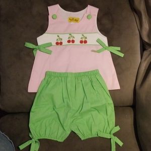 Five Little Monkeys bubble shorts set/smocked top